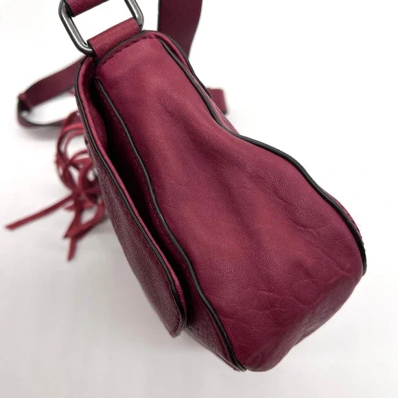 TREASURE AND BOND Leather Crossbody bag Womens Maroon Pebbled Tassel - Picture 5 of 12